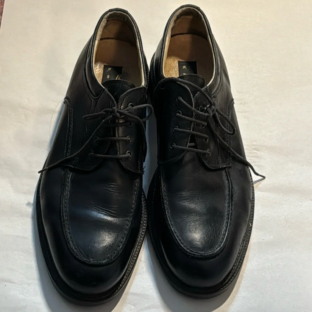 NATHA lace up black leather men’s shoes rubber soles Sz‎ 13